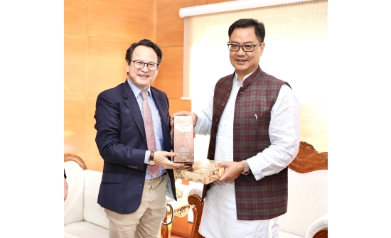 Ambassador Ganbold Dambajav met with Hon'ble Kiren Rijiju, Minister of Earth Sciences, GoI, and discussed bilateral issues.